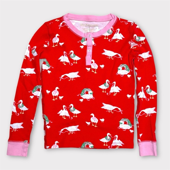 The Beaufort Bonnet Company Sara Jane's Sweet Dream Pajama Set Geese Red & Pink - Picture 5 of 9